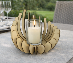 Wave Wooden Candle Holder