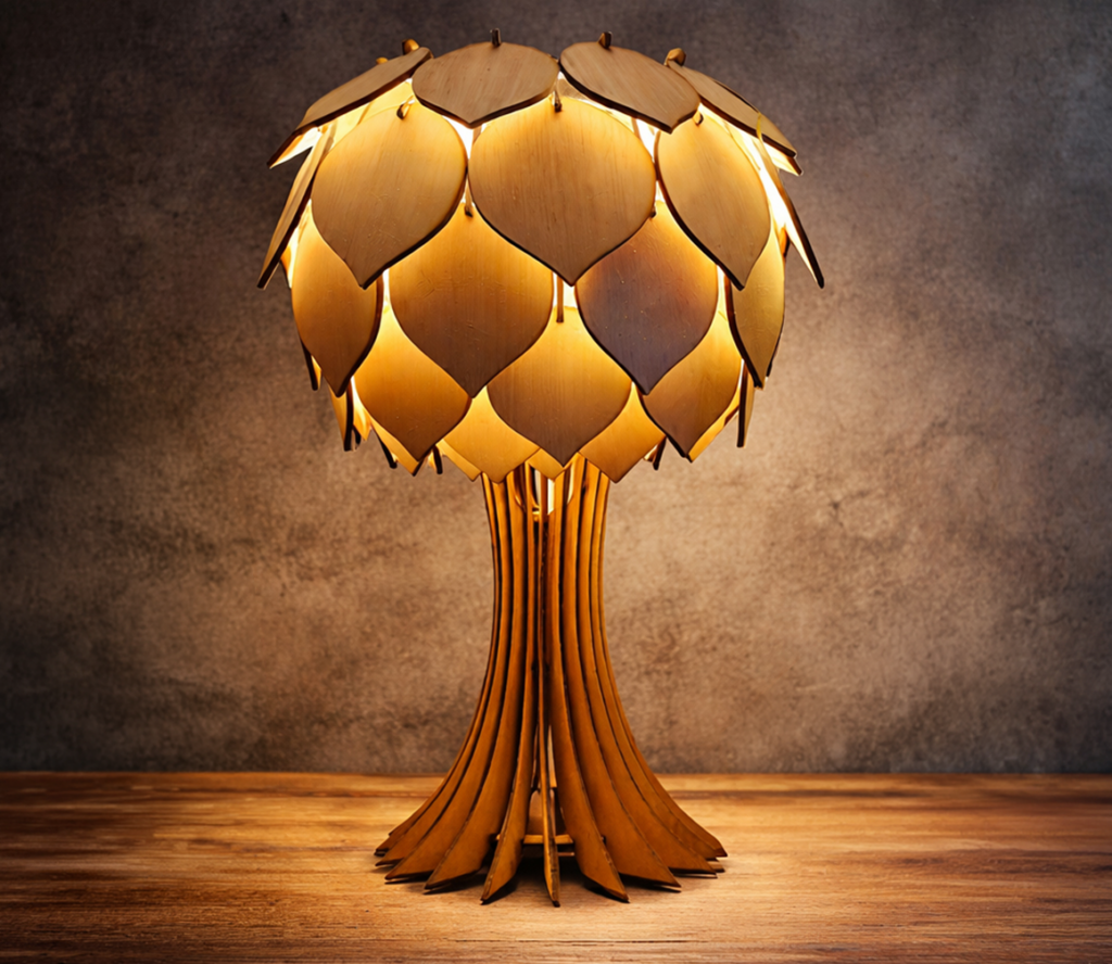 Pinecone Wooden Desk Lamp
