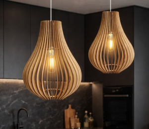 Pear Wooden Pendant Light