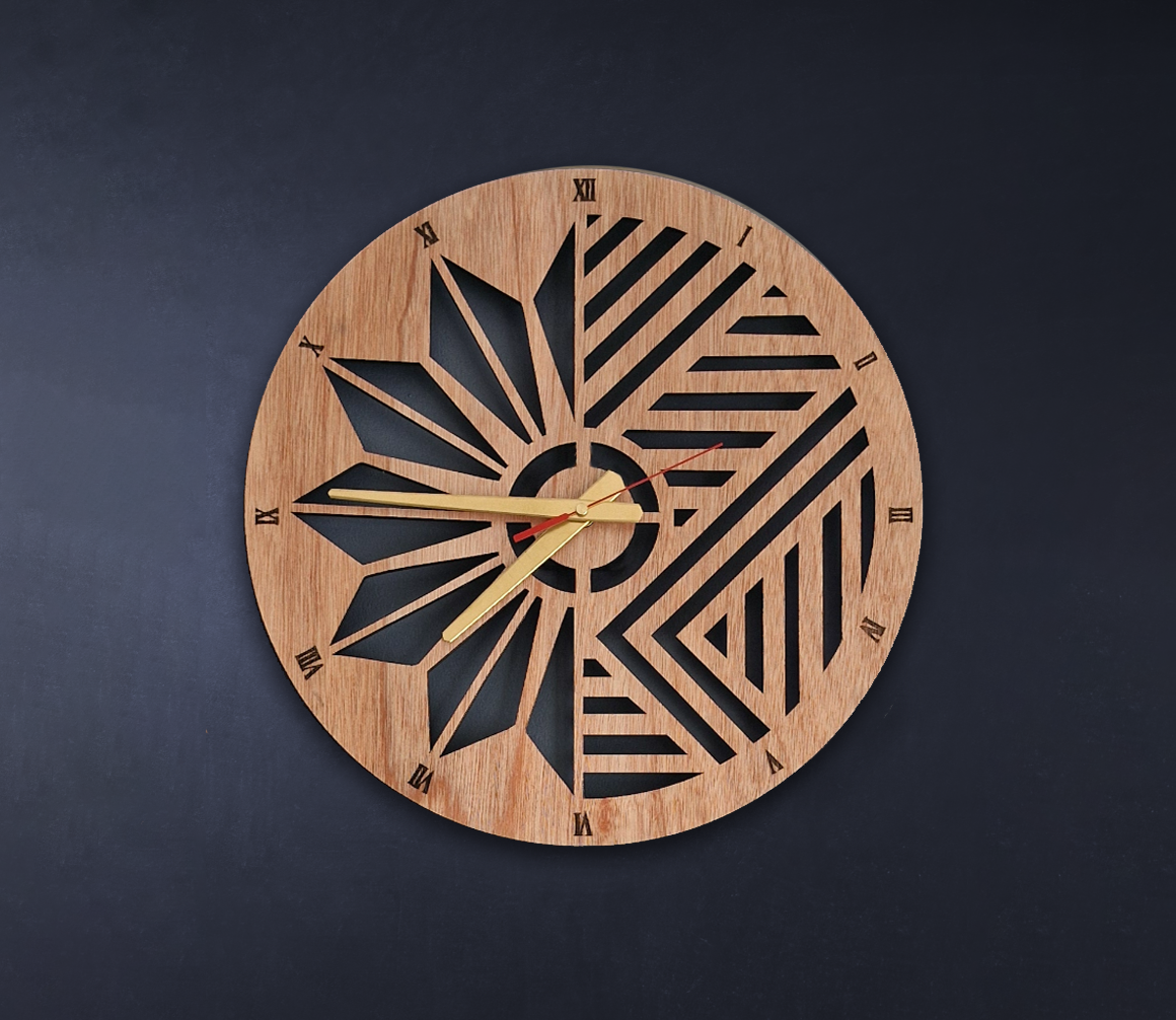 Geometric Wooden Clock